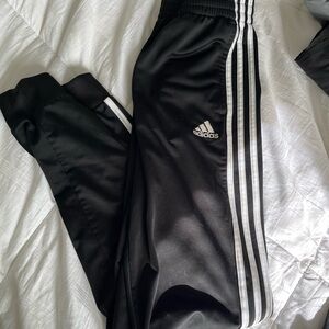 Adidas Kids Black Joggers with White Stripes